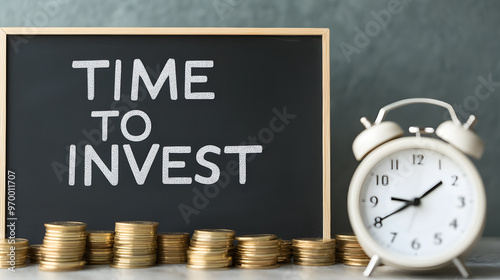 Motivational Image with 'Time to Invest' Text, Encouraging Financial Growth and Smart Investments