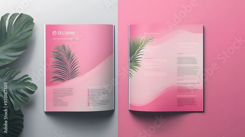 Brochure template layout, Pink cover design, business annual report, flyer, magazine