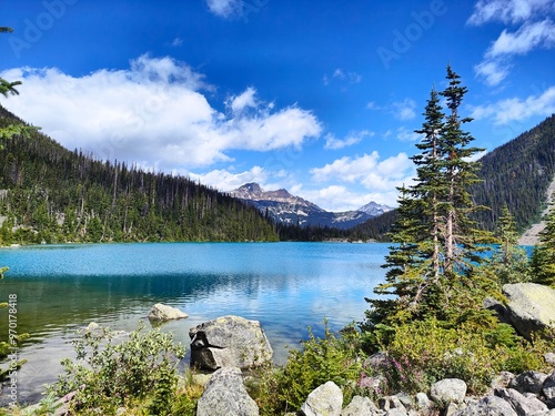 Panoramic views of Joffre Lakes in British Columbia, Canada