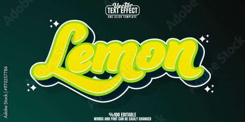 Lemon editable text effect, customizable citrus and fruit 3d font style