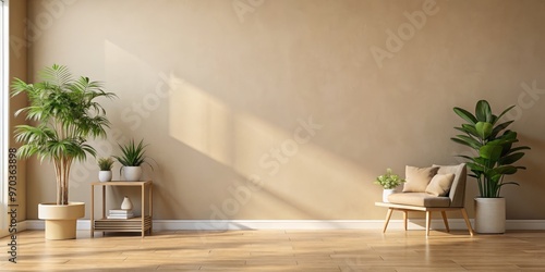 Soft beige walls absorb the warmth of natural light, radiating a calming ambiance that invites relaxation.