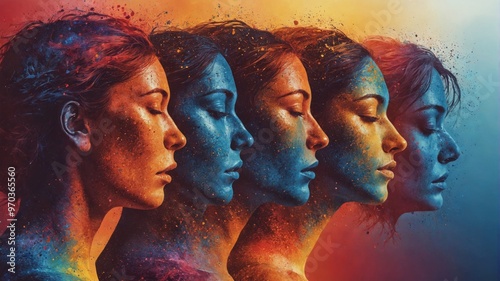 Digital art piece that shows three silhouettes women The Psychol