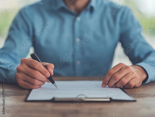 Person holding a contract with multiple signatures during a negotiation, signed agreement, closing a deal