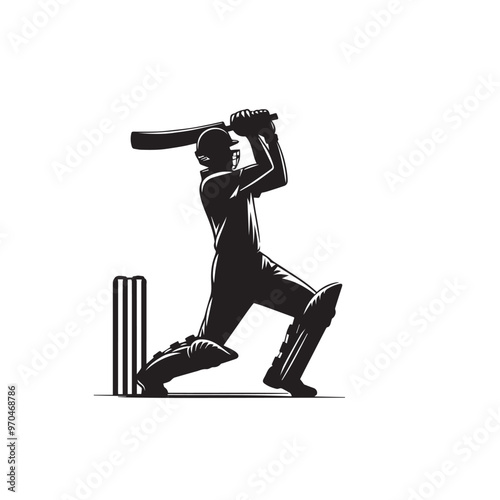 Cricket player vector design. Cricket player logo, icon. Cricket player illustration.