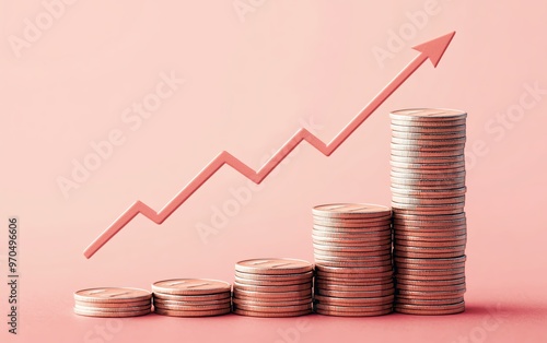 Ecommerce profit increase illustrated by stacked coins and an upward arrow, symbolizing robust business growth