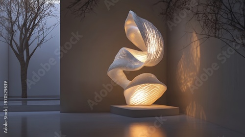 sculpture that incorporates natural and artificial light sources.