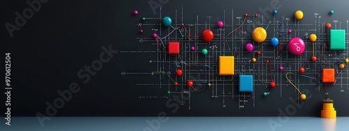 A blackboard displaying a series of complex integrals and their solutions