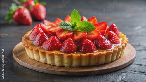 Delicious strawberry tart served in a restaurant, strawberry, tart, dessert, sweet, pastry, restaurant, food, gourmet, indulgence, summer