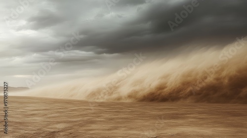 Vast desert wasteland amidst a swirling sandstorm a harsh, barren landscape of arid wilderness