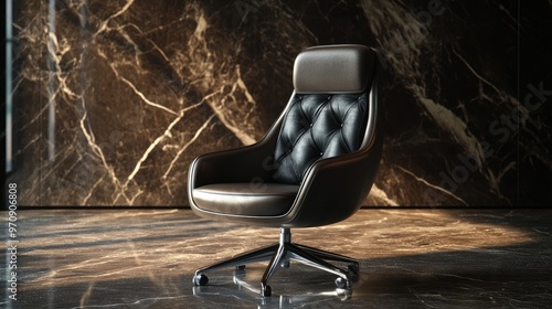 Chic contemporary office chair with a high backrest and a sleek design