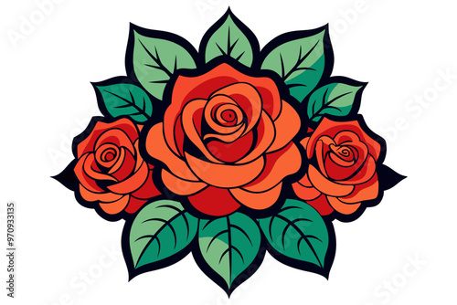 ose Bouquet Vector Illustration, Elegant Floral Design, Hand-Drawn Roses, Vector Art