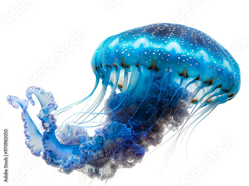 Realistic Jellyfish image on transparent background. Ai generated.