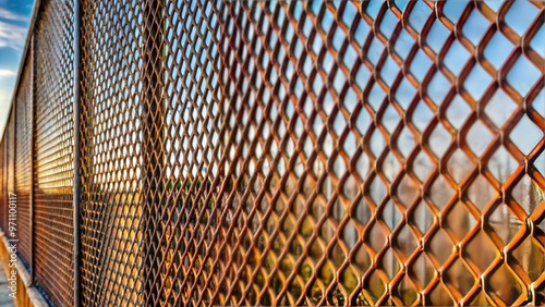 Rugged, rust-resistant expanded metal fencing encloses a secure perimeter, with diamond-shaped openings allowing visibility while maintaining a strong barrier against intrusion or escape.