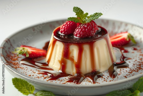 Italian panna cotta with caramel sauce