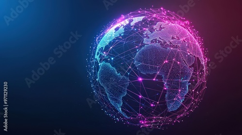 Global Network Earth Digital Futuristic Connected World