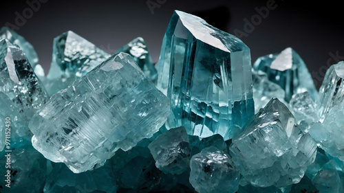 Rough aquamarine crystal with plain background