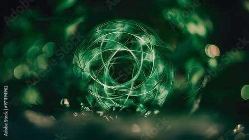 Full frame of green bokeh texture