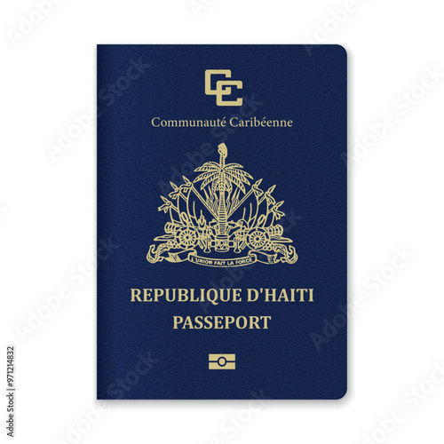 Haiti Passport Cover with Gold Emblem and Text