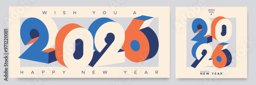 Happy new year 2026 with number on art wall concept. Happy new year 2026 modern art banner template