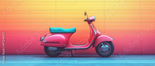 Colorful Vespa Scooter on a Street, Artistic Perspective