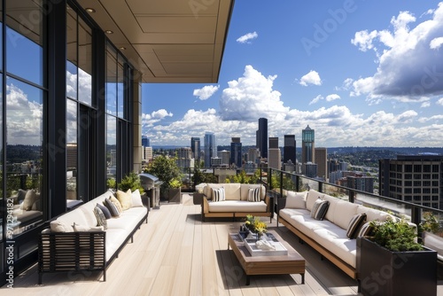 A luxury apartment building with a roof-top Sky lounge.