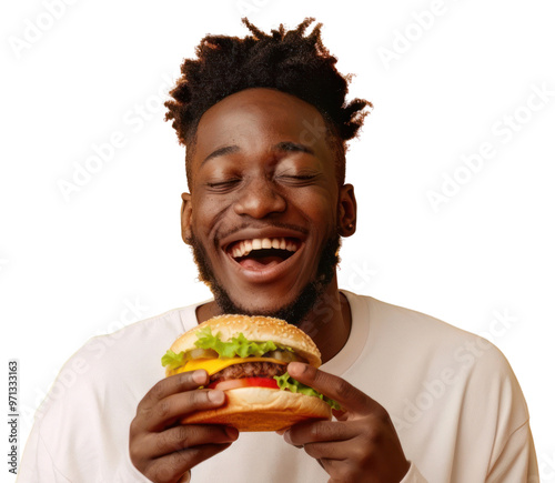 Burger person biting human.