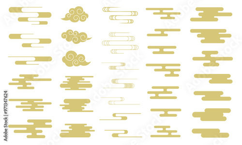 ベクター 日本の雲 エ霞文 セット