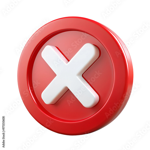 3D red cross X sign illustration png, error, fail, don't, icon