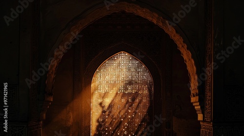 Ornate Archway with Intricate Patterns and Light