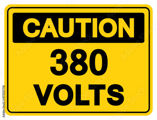 Caution 380 Volts Tag Symbol Sign,Vector Illustration, Isolate On White Background Label. EPS10