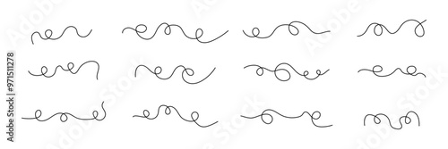 Wavy line set. Wavy lines art. Abstract thin line. Vector