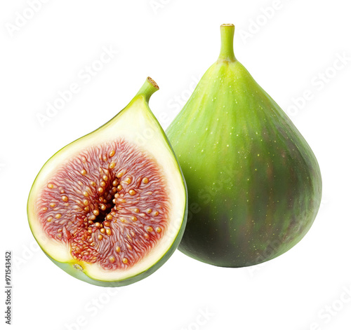 Green fig fruit isolated on a transparent background