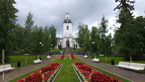 Kuopio evangelical lutheran cathedral and gardens Savonia Finland .