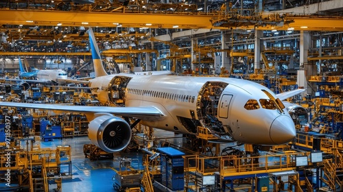 Airplane Assembly Line Manufacturing Aviation Construction