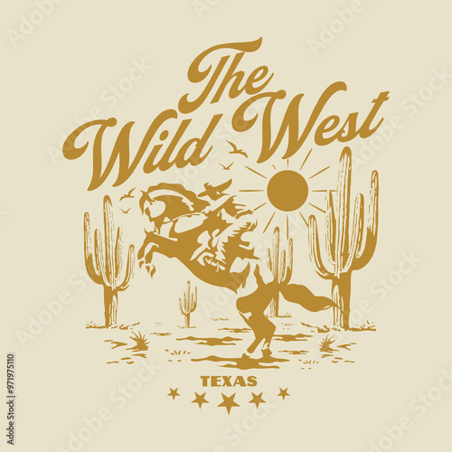 Vintage illustration of cowboy vector t shirt design vector graphic typographic poster or tshirts street wear and Urban style