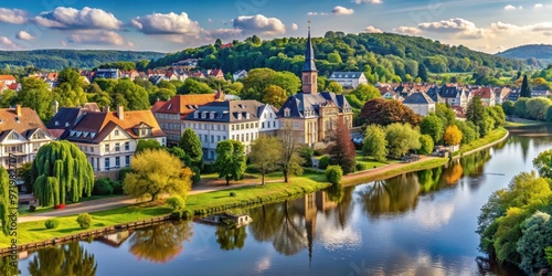 Scenic view of Bad Pyrmont in Hameln-Pyrmont, Niedersachsen, Germany, Bad Pyrmont, Hameln-Pyrmont, Niedersachsen