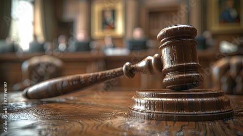 A Wooden Judge's Gavel Resting on a Table