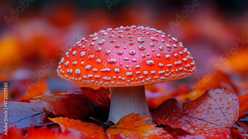 fly agaric mushroom in forest