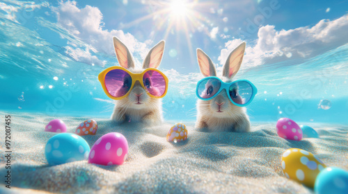 Easter Bunnies Beach Fun.