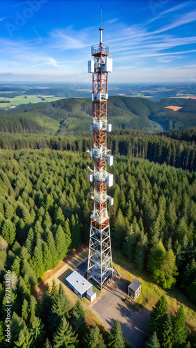 New tower build on the hill in forest rady for3G 4G LTE Radio Mast in a Rural Location