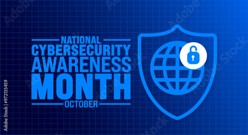 National Cyber security or Cybersecurity Awareness Month background or banner design template is observed every year in October. Holiday concept. Template for card, poster, placard, template. eps 10