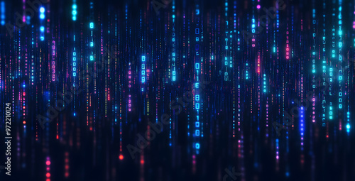 digital binary code and streaming data wallpaper design