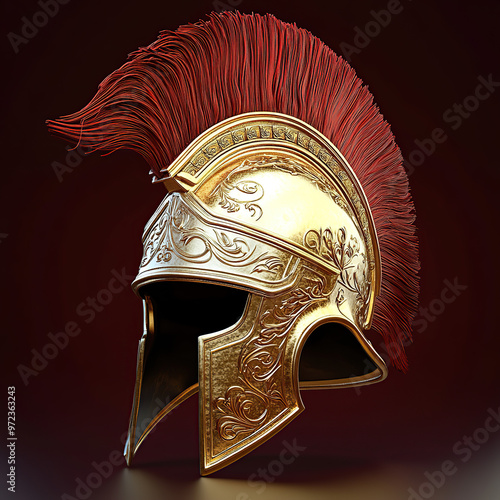 Majestic Gold Helmet with Red Crest