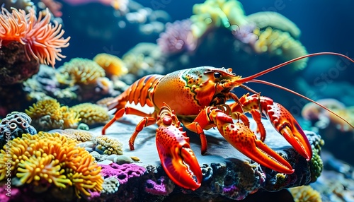 Underwater Concert of Rock Lobster Band on a Colorful Coral Stage