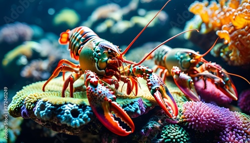 Underwater Concert of Rock Lobster Band on a Colorful Coral Stage