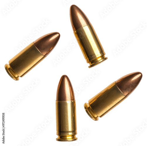 PNG Bullets ammunition isolated white.