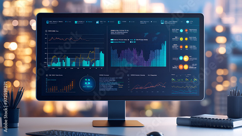 The financial analytics dashboard display