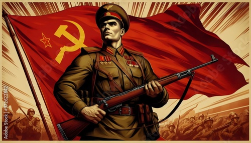 Epic illustration of a Soviet soldier