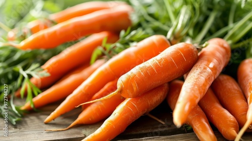 a bunch of fresh carrots in a close-up 