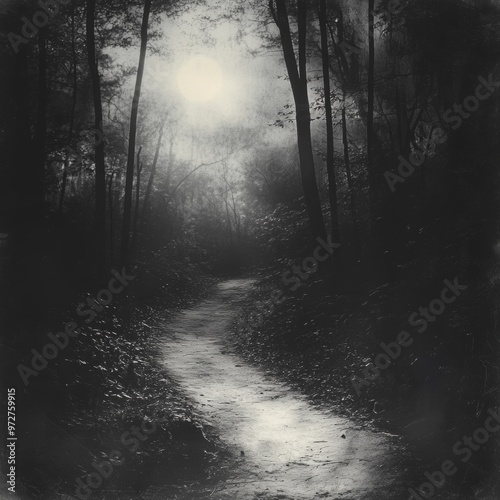 40. A moonlit path in a forest, leading to nowhere, [aimlessness], [lost in lifes journey]